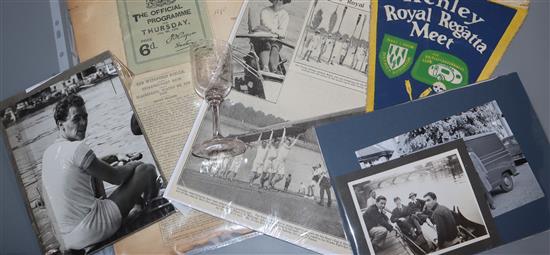 A collection of Henley Royal Regatta ephemera, including a rare unpublished photograph of Sidney Charles Rand